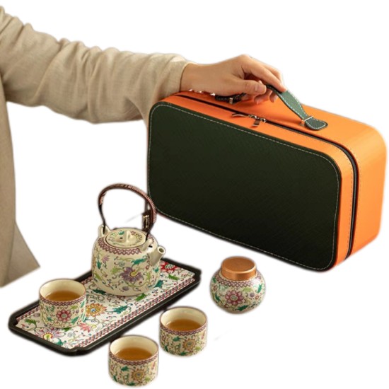 Beige Enamel Flower Kungfu Tea Sets Beige Enamel Flower Kungfu Tea Sets