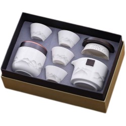 White Porcelain Landscape Kungfu Tea Sets