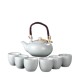 Light Celadon With Line Pattern Pot With Handle Kungfu Tea Sets Light Celadon With Line Pattern Pot With Handle Kungfu Tea Sets