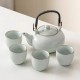 Light Celadon With Line Pattern Pot With Handle Kungfu Tea Sets Light Celadon With Line Pattern Pot With Handle Kungfu Tea Sets