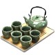Ice Crackle Dark Green Porcelain Handle Pot Kungfu Tea Sets Ice Crackle Dark Green Porcelain Handle Pot Kungfu Tea Sets