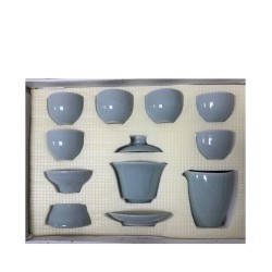 Simple Line Pattern Light Celadon Kungfu Tea Sets
