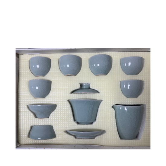 Simple Line Pattern Light Celadon Kungfu Tea Sets Simple Line Pattern Light Celadon Kungfu Tea Sets