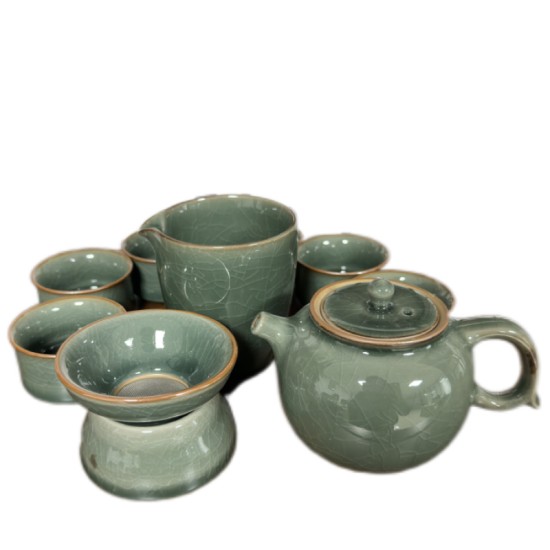 Simple Line Pattern Deep Celadon Kungfu Tea Sets Simple Line Pattern Deep Celadon Kungfu Tea Sets