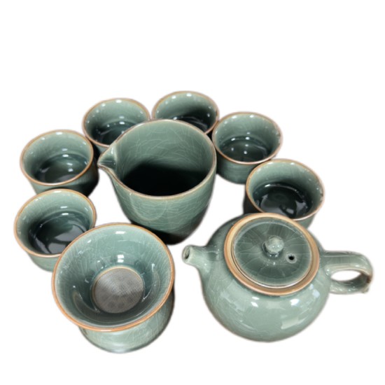 Simple Line Pattern Deep Celadon Kungfu Tea Sets Simple Line Pattern Deep Celadon Kungfu Tea Sets